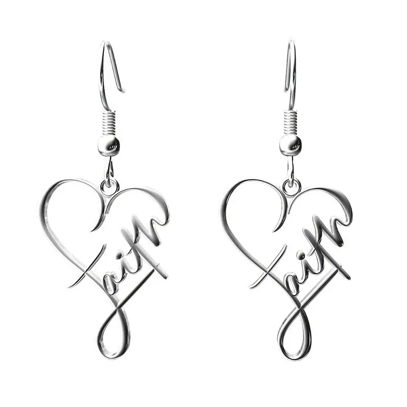 Earrings "Faith" Metal Silver Drop