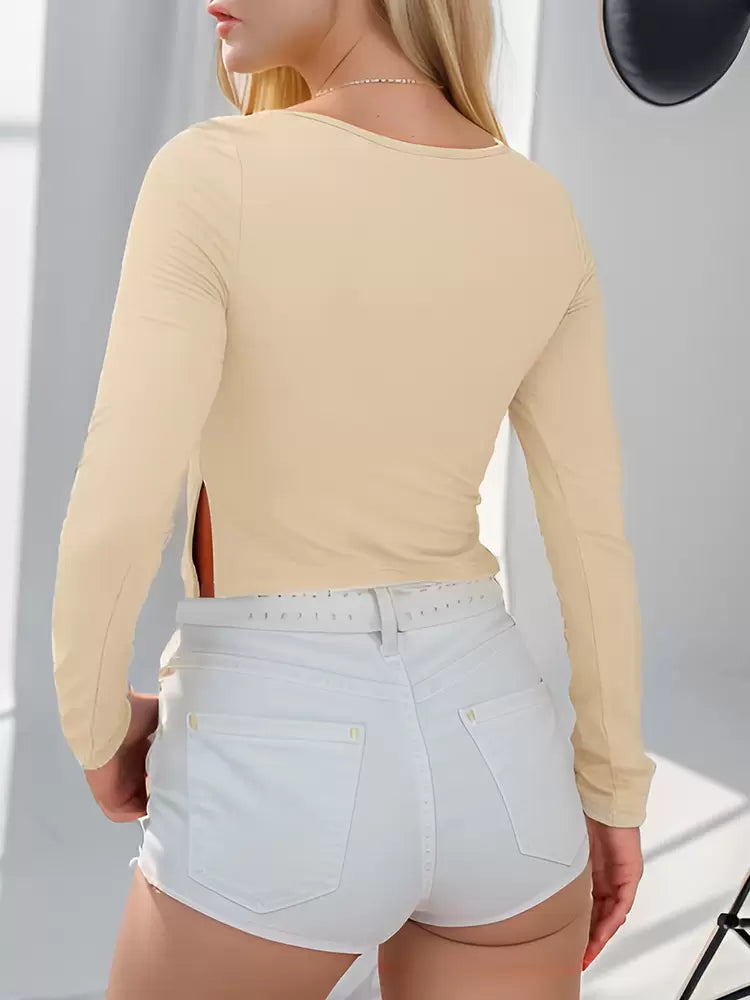 Top Long Sleeve Beige Top