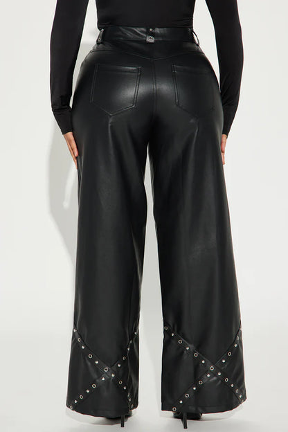 Pants Faux Leather Snaps Pants