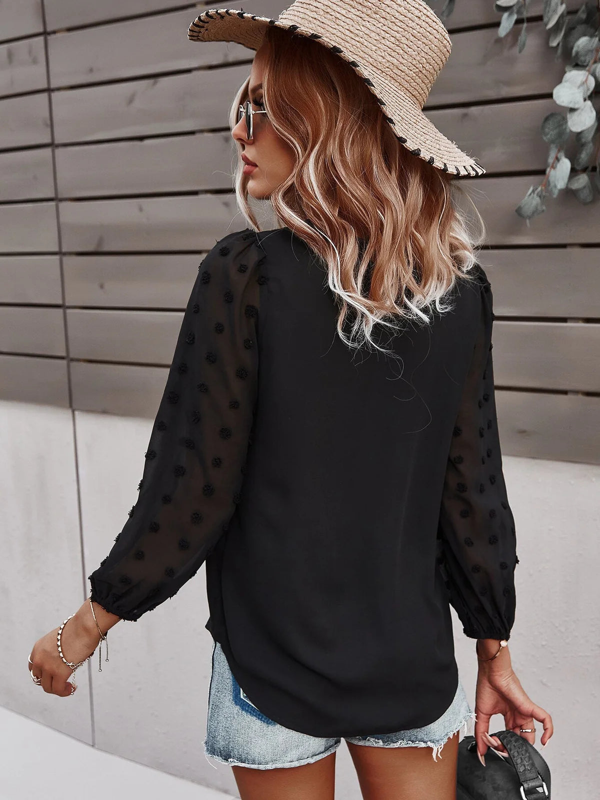 Blouse Silk Chiffon Puff Sleeve