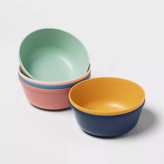 Kitchen 6Pk Colorful Plastic 15 oz Bowls