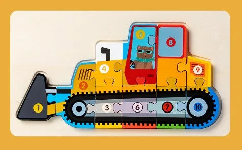 Wood Number Bulldozer Puzzles