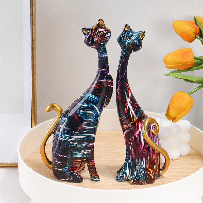 Home Decor Pair of European Style Cat Figurines