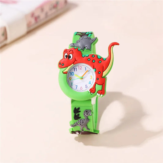 Cute Kids Green Dinosaur Buckle Quartz Watch