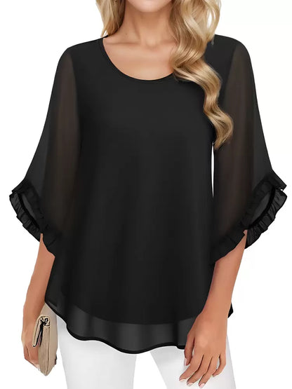 Blouse Sheer Flare Sleeve