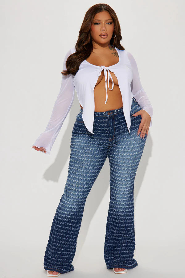 Jeans Distressed Flare Bottom