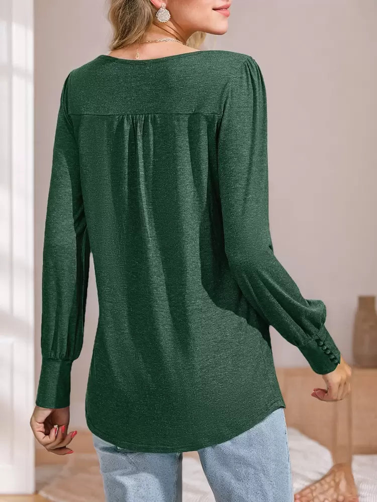 Blouse Green Puff Sleeve