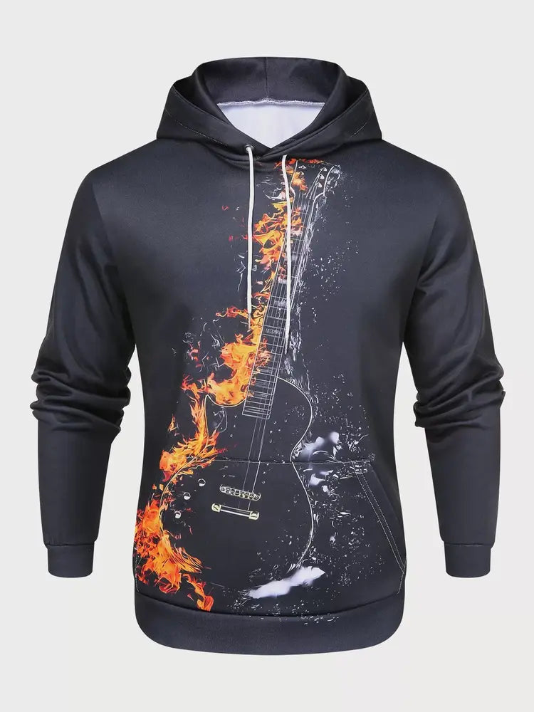 Jacket Hoodie Guitar Print