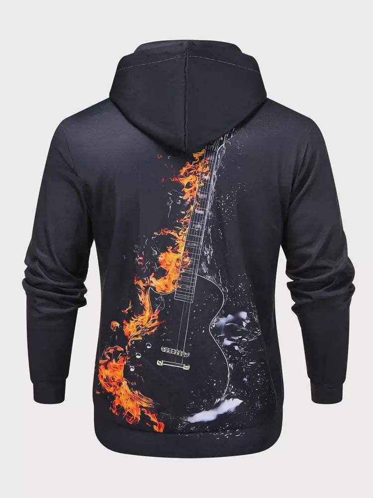 Jacket Hoodie Guitar Print