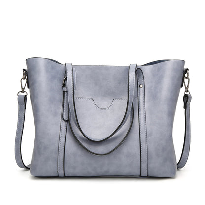 Soft Faux Leather Lt Blue Shoulder Bag