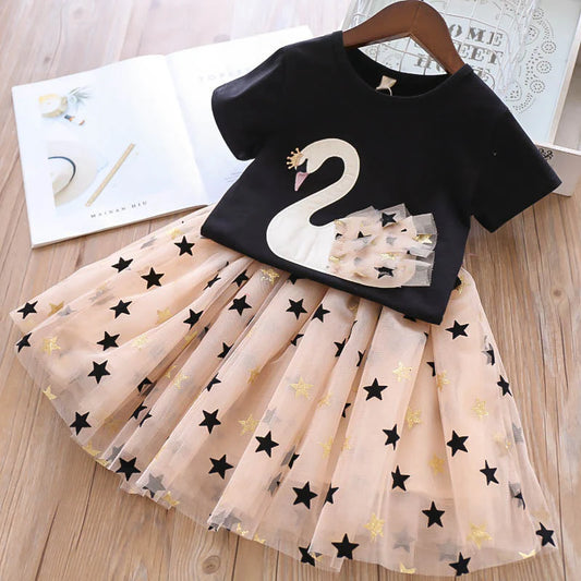 Toddler Girls Swan Skirt Set