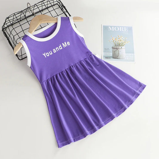 Girls Purple Summer Letter Dress