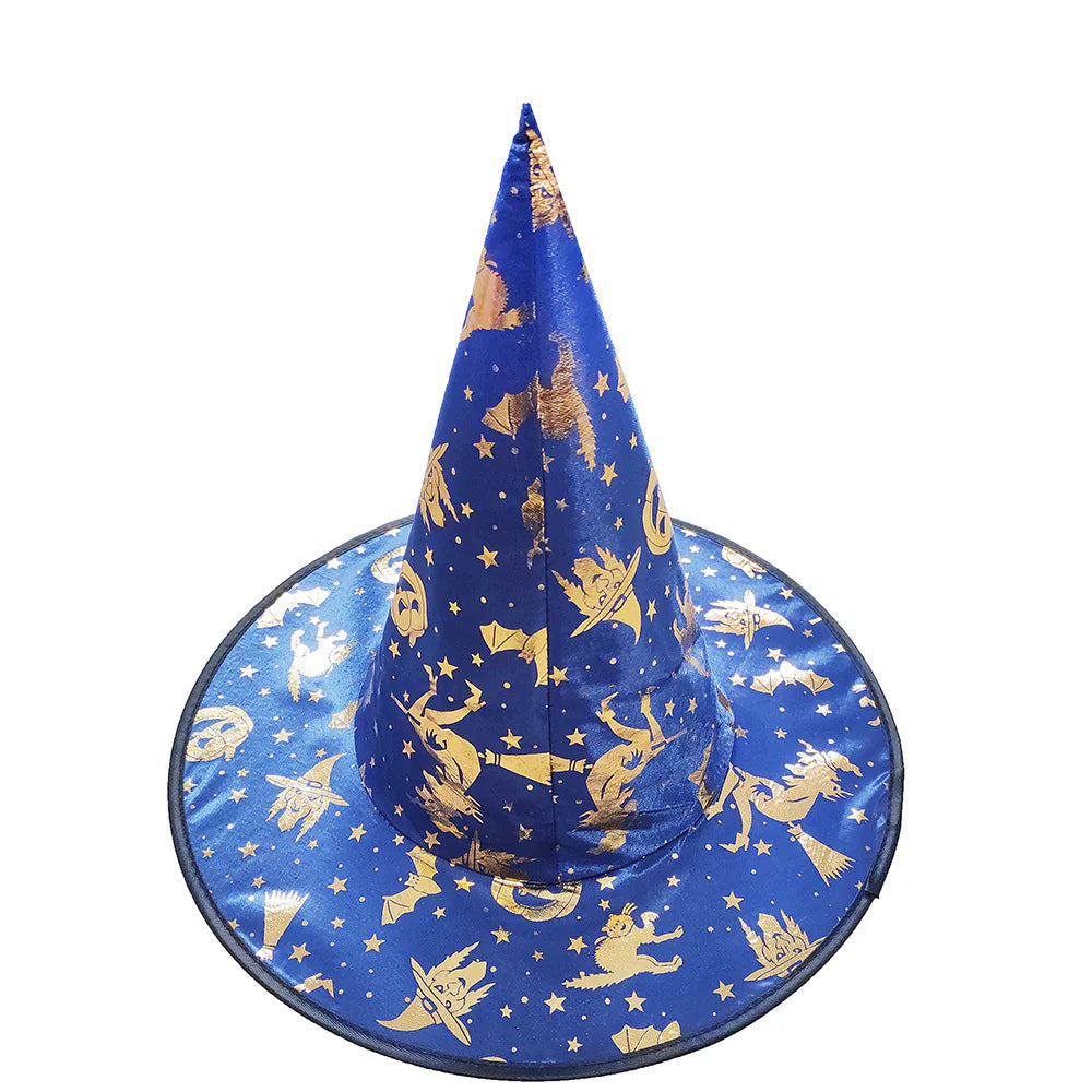 Holiday Blue With Gold Witches Hat