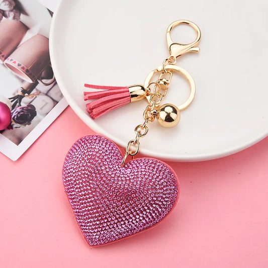 Keychain, Pink Rhinestone Heart