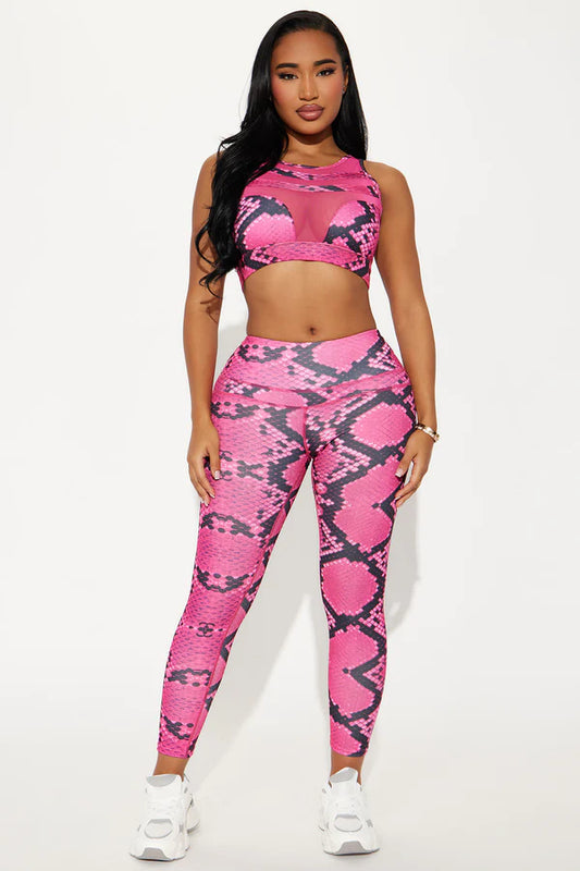 Pink Snake Print Activewear Set