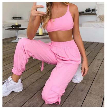 Activewear Pink Parachute Jogger Pants