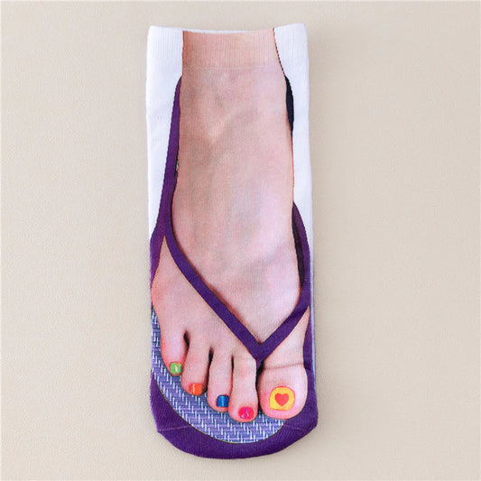 Socks 3D Purple Flip Flops