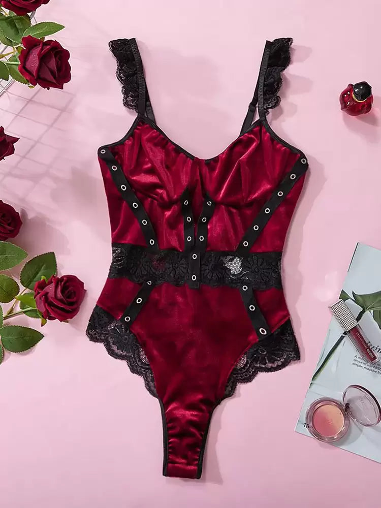 Red Wine One Piece Lingerie