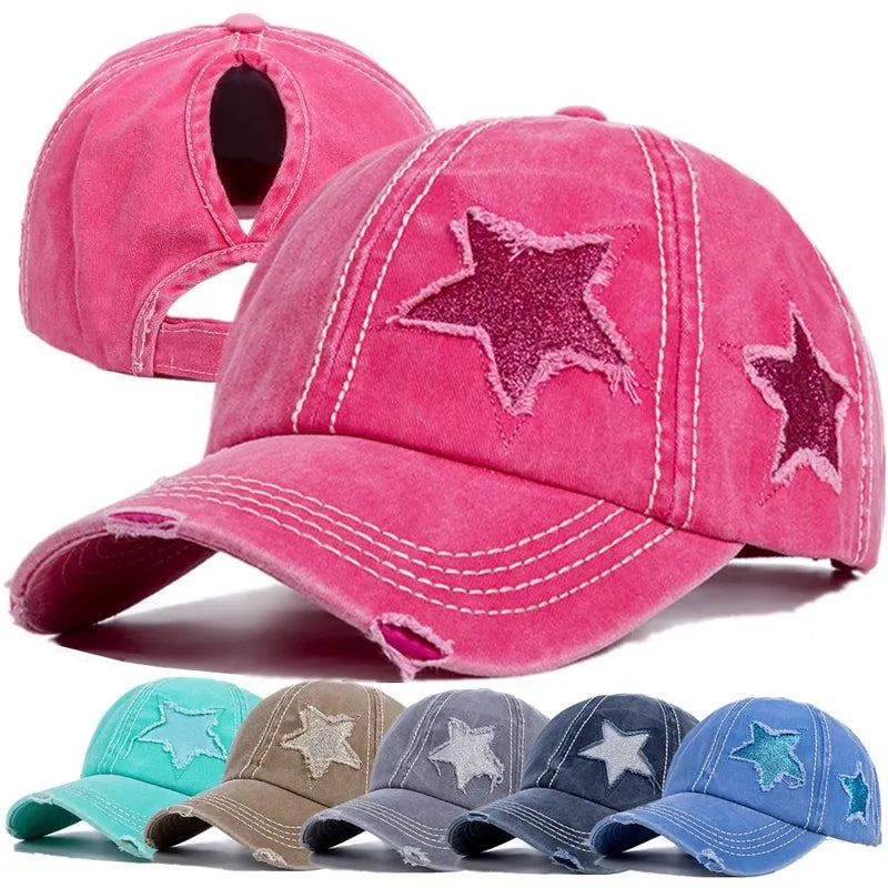 Baseball Cap, Glitter Pink Star