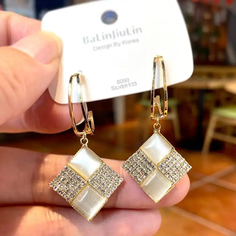 Earrings Rhombus Pattern