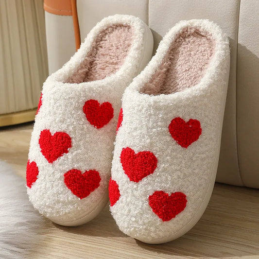 Red Hearts Casual Cotton Slippers