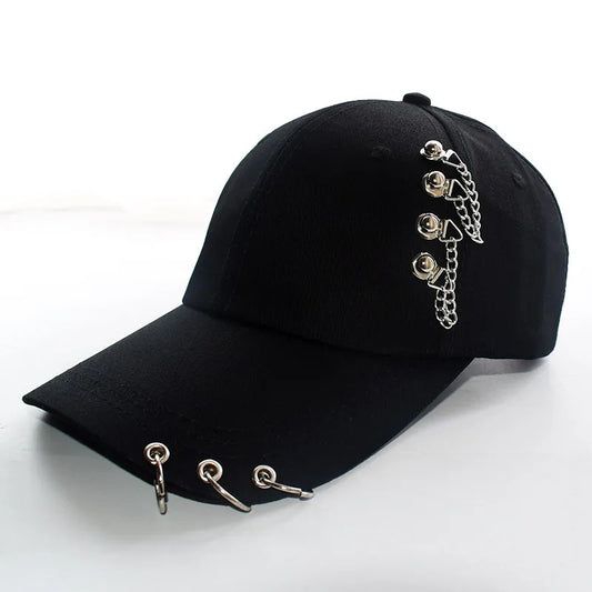 Baseball Cap. Hip Hop Black With Chains