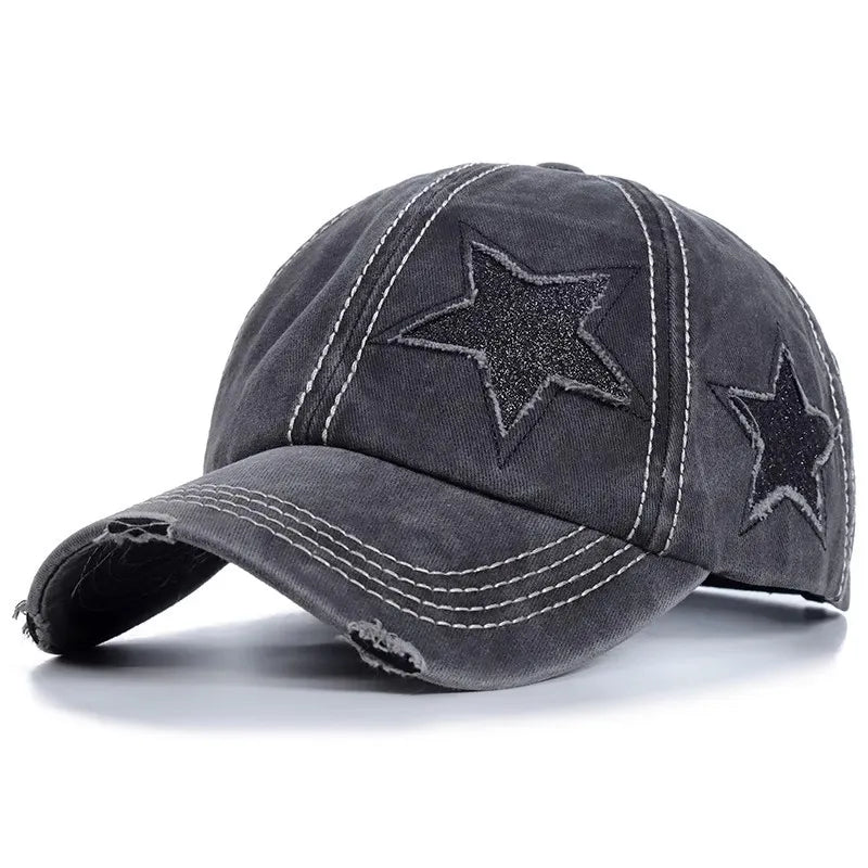 Baseball Cap, Dk Grey Glitter Star