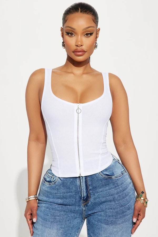 Top White Zipper Tank