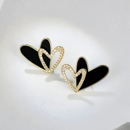 Earrings Double Heart Studs