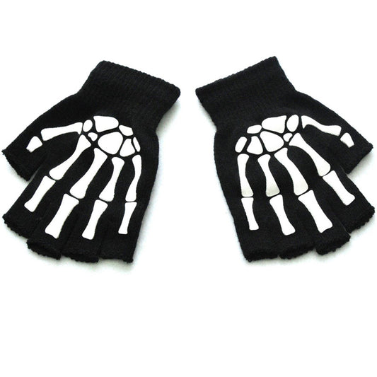 Skeleton Bone Half Finger Gloves