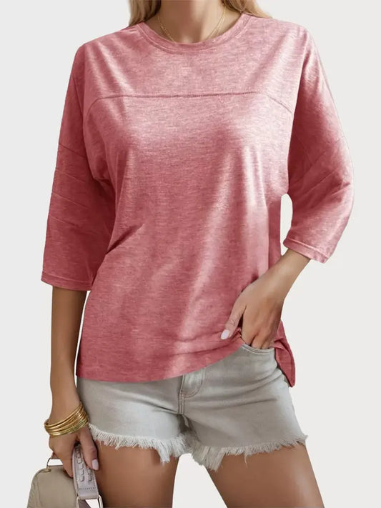 Casual Peach Pink Knit T Shirt