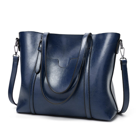 Soft Faux Leather Dk Blue Shoulder/Handbag