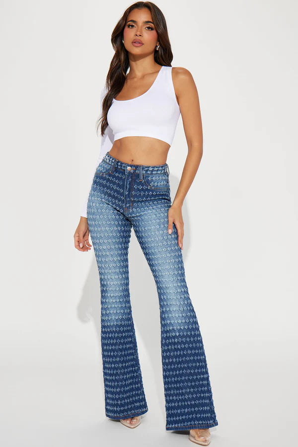 Jeans Distressed Flare Bottom