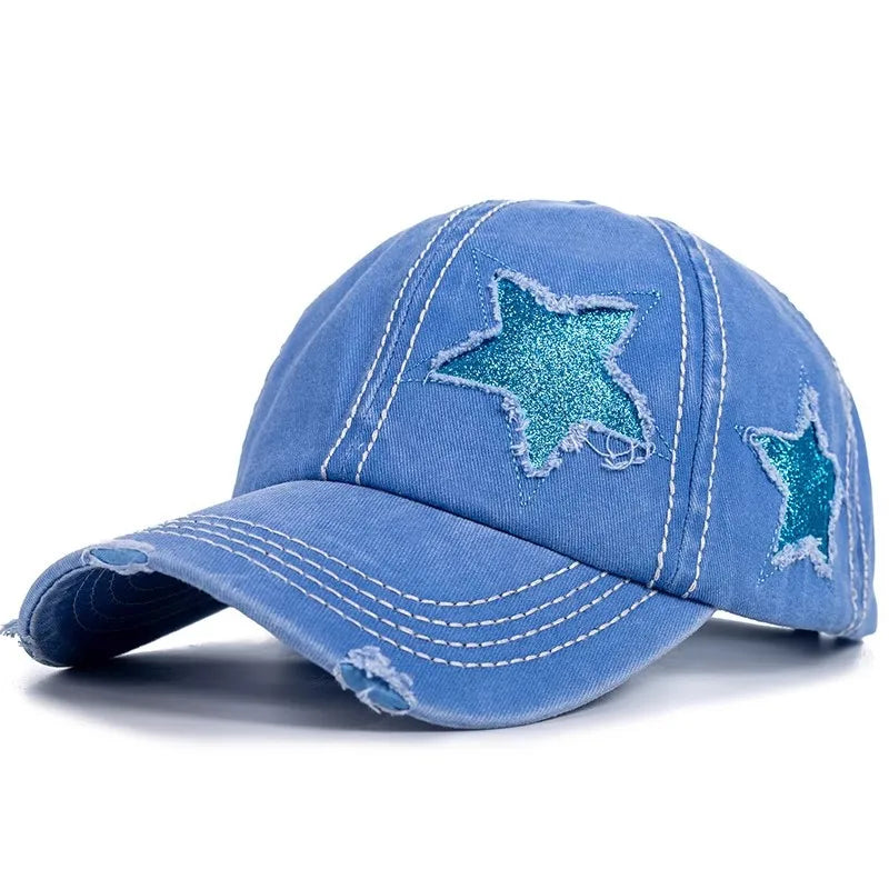 Baseball Cap, Lt Blue Glitter Star