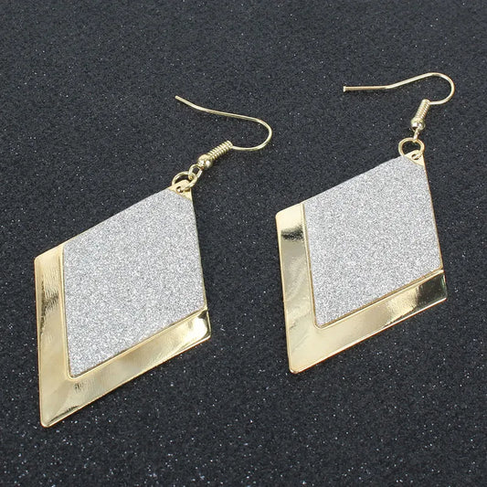 Earrings Gold Metal Glitter