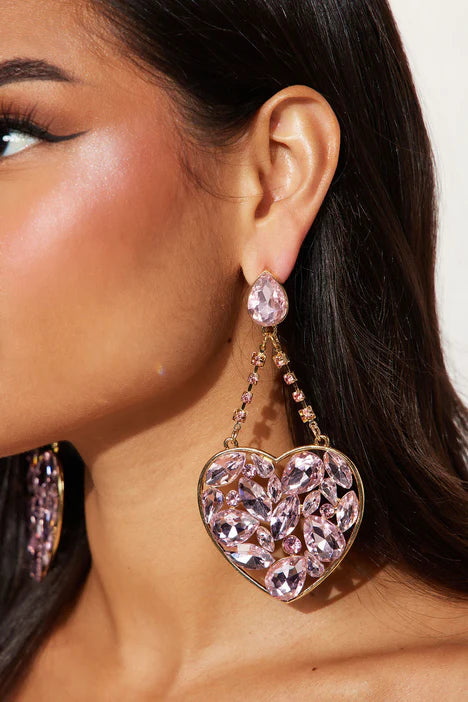 Earrings Heart Pink Jewels