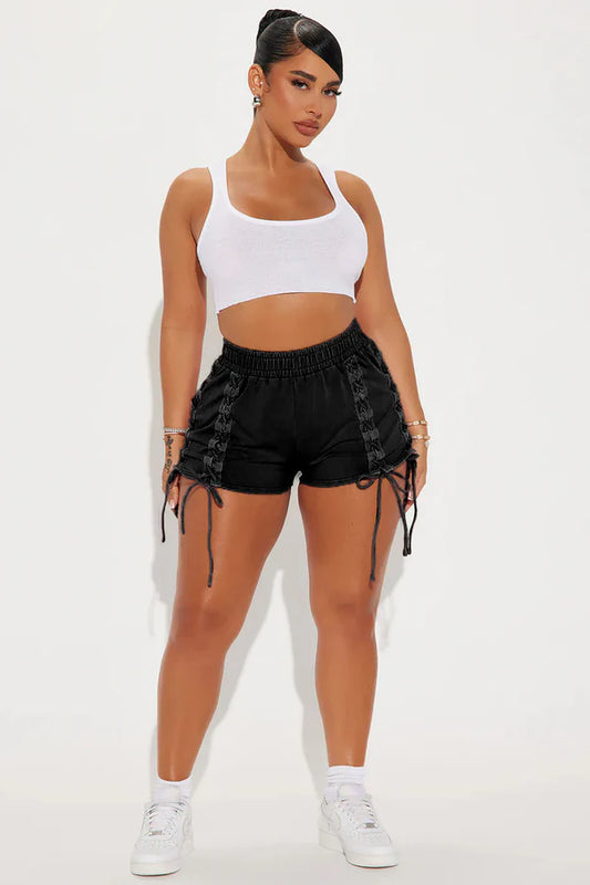 Shorts PLUS SIZE Black Lace Up