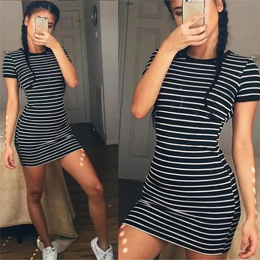 Dress Black & White Stripe